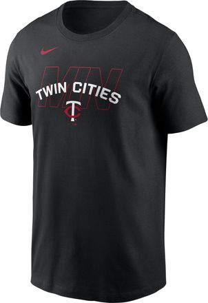 Nike Minnesota Twins Fashion Nike Mens MLB T-Shirt in Black | N19900ATIS-19Z