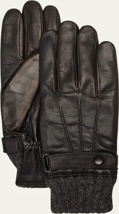 Agnelle Mens Darius Cashmere-Lined Leather Gloves