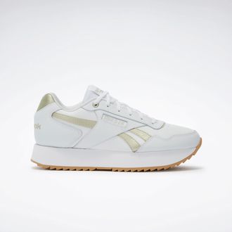 Reebok Classic Sneaker REEBOK CLASSIC REEBOK GLIDE RIPPLE DOUBLE, Damen, Gr. 38,5, weiss (wei&szlig;, sand, flint grau metallic), Synthetik, Textil, Schuhe Sneaker