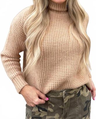 Lili Sidonio x Molly Bracken Knitted Sweater With High Collar In Beige
