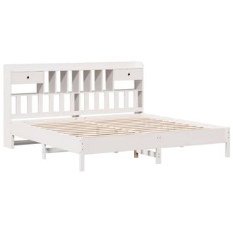 Berkfield Home Decorative Bookcase Bed Frame White 180x200 cm Super King Solid W