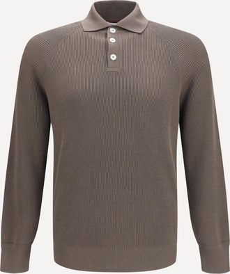 Brunello Cucinelli Polo a maniche lunghe in maglia Man 48