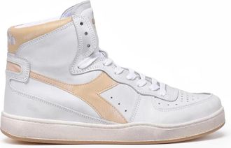 Diadora White Beige Leather Mi Basket Sneakers