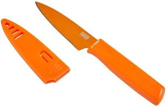 Kuhn Rikon Colori Non-Stick Straight Paring Knife with Safety Sheath, 4 inch in Orange at Nordstrom
