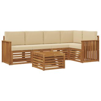 vidaXL Conjunto De Sof&aacute; Seccional Con Coj&iacute;n 6 Pcs Natural Y Beige Vidaxl