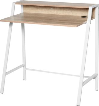 Carter's White & Oak Effect Writing Desk Computer Table Home Office PC Laptop Workstation Storage Shelf - CARTER | TJ Hughes