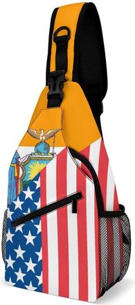 Generic U.S. And New York State Flag Unisex Shoulder Bags Casual Crossbody Chest Bag Sling Backpack for Hiking Cycling Travel
