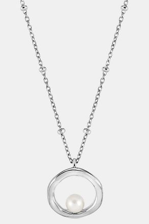 Dower & Hall Open Circle & White Pearl Waterfall Pendant in Sterling Silver at Nordstrom, Size 18