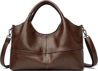 Generic Womens Vintage PU Tote Bag, Solid Color Top-Handle Bag, Large Capacity, Applies to Office Commute, Errands, Daily Matching and Outings (brown,28 * 12 