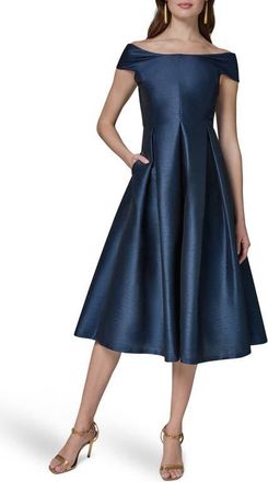DKNY Off the Shoulder Dupioni Cocktail Dress in Nightfall at Nordstrom, Size 10