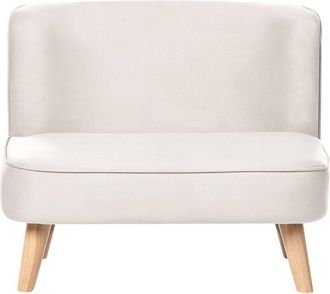 Beliani Kids Sofa Beige Velvet Upholstered Armless Modern Children Toddler Couch RISBY