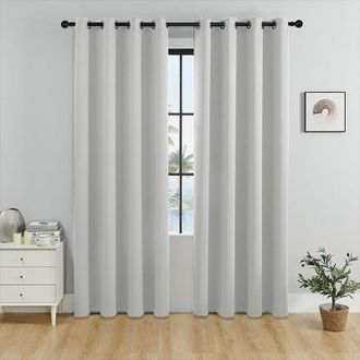 OEM Cortinas Opacas Con Aislamiento T&eacute;rmico, Bloquean La Luz, Con Ojales, Para Sala De Estar, Dormitorio, Confeccionadas, 140 X 200 Cm, Gris Plateado, 2 U