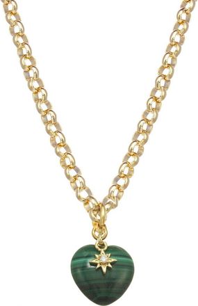 Rachel Reinhardt Jewelry Malachite Cz Pendant Necklace