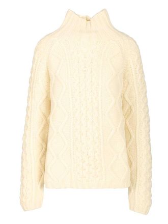 Filippa K Cable-Knit Wool Sweater Knitwear Bianco-Donna