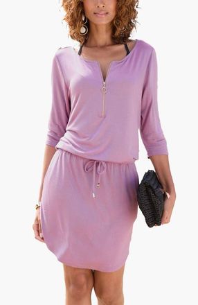 Lascana Womens Zipper Detail Mini Dress in Lilac at Nordstrom, Size 10