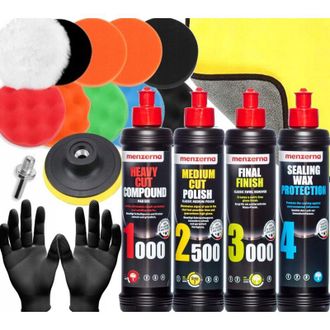 OEM Set De Pasta De Pulido Menzerna + Estropajos Y Esponja Para Pulir Pintura