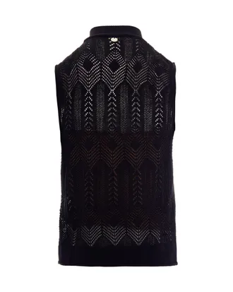 Liu Jo Openwork Knit with Bow Sweater - Black