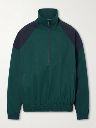 Saint Laurent Giacca In Cotone Con Mezza Zip - Verde