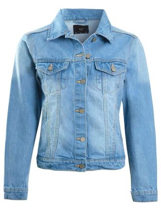 SS7 Womens Relaxed Fit Denim Jacket, Stonewash Blue, 10
