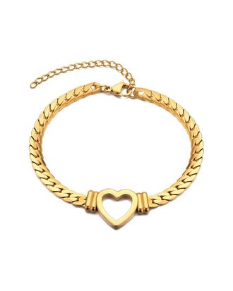 Adornia Adornia 18K Plated Flat Curb Chain Heart Bracelet
