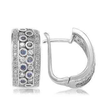 Suzy Levian Sapphire and Diamond in Sterling Silver Earring