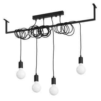 ETC Shop Lampada A Sospensione, Regolabile In Altezza, Nera Lampada A Sospensione, Lampade A Fascio, Sala Da Pranzo Lampada A Sospensione, Nera, 4 Fiamme In Ac