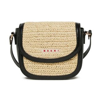 Marni Mw113F Raffia Effect Smile Bag - female - Marni - Cross Body Bags - Black - ONE SIZE - Bags