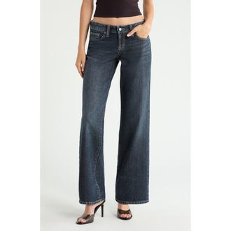 PacSun Zoe Low Rise Wide Leg Sparkly Jeans in Dark Indigo at Nordstrom, Size 30