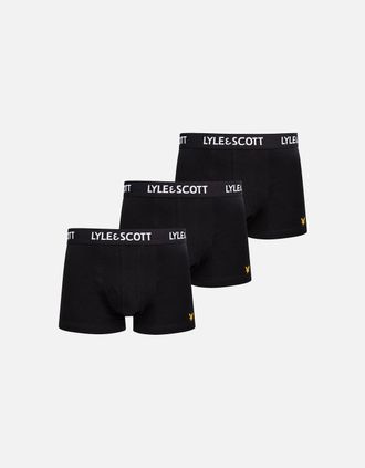 Lyle & Scott Lyle And Scott Mens 3-Pack Barclay Boxer Briefs, Black - Size: 33/32/32