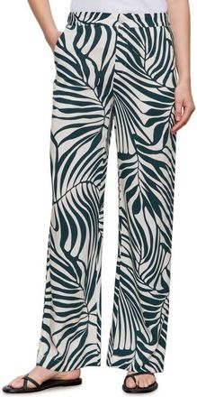 Sanctuary Print Wide Leg Trousers in Green Oasi at Nordstrom, Size 1X