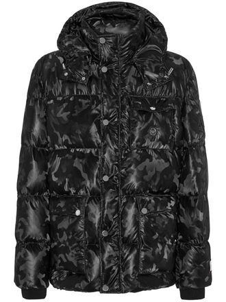 Philipp Plein Piumino con stampa camouflage - Nero