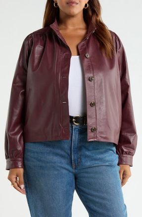 Treasure & Bond Leather Swing Jacket in Burgundy Royale at Nordstrom, Size 2X