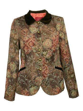 Burberry jacquard floral-pattern jacket - women - Viscose/Polyester/Cotton - L - Green
