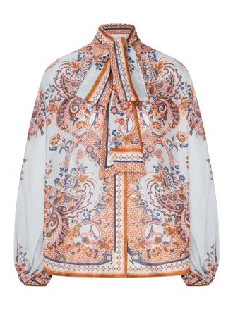 Zimmermann ASTER BLOUSE WITH NECK BOW IN PURE SILK - Zimmermann - Woman