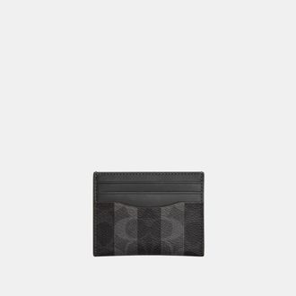 Coach Mens Slim Id Card Case In Signature Canvas With Stripes - Black - One Size