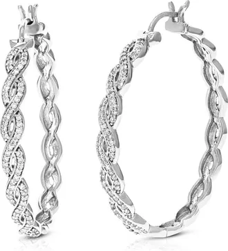 Vir Jewels 1/2 cttw Lab Grown Diamond Hoops Earrings in Sterling Silver With Notched Post For Women
