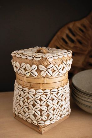 Kalalou Bamboo Box With Shell Detail