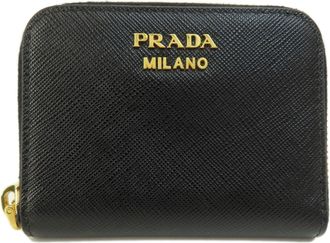 Prada Saffiano Black Leather Coin Purse/Coin Case (Pre-Owned)