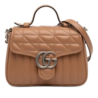 Gucci Pre-owned Gucci Mini GG Marmont Matelasse Calfskin Aria Top Handle Bag Ladies OR10PUPGG1CI50WJ