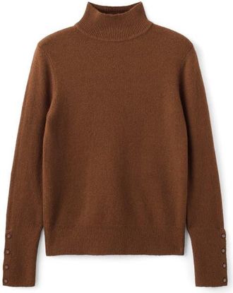 Mango Button Cuff Turtleneck Sweater in Caramel at Nordstrom, Size X-Small