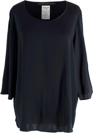 Marina Rinaldi Navy Silk- Blend Blouse Size XL