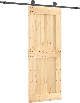 vidaXL Puerta Corredera 80 X 210 Cm Natural Y Negro Vidaxl