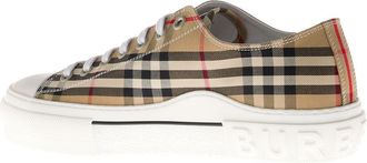 Burberry Mens Sneakers Vintage Check Print Beige Cotton Trainers