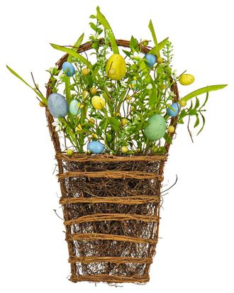 National Tree Company 18In Spring Flowers And Eggs Wall Basket