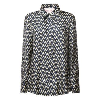 Valentino Garavani Shirts, female, Green, 2XS, Green Silk Slim Fit Shirt