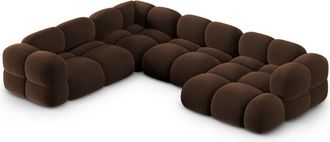 Cosmopolitan Design Sof&aacute; esquinero panor&aacute;mico izquierdo 5 plazas terciopelo chocolate