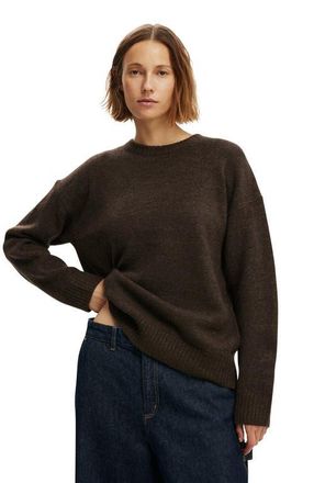 Cotton On Womens Luxe Crew Sweater in Dark Oak Marle at Nordstrom, Size Xx-Small