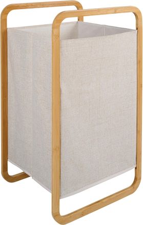 Ambia Home W&auml;schekorb, Naturfarben, Beige, Holz, Textil, Bambus, massiv, 40 l, rechteckig, 40x70x36 cm, zusammenfaltbar, Nur In Filialen Erh&auml;ltlich