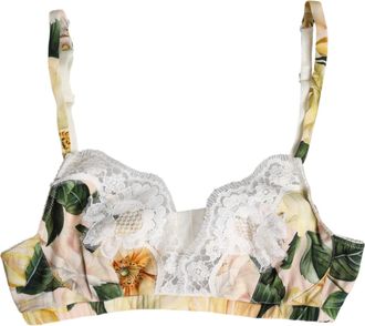 Dolce & Gabbana Womens Multicolor Floral Print Non Wire Bra Underwear Silk Cotton Elastane Nylon Clothing