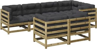 vidaXL Set De Sof&aacute;s Jard&iacute;n 7 Pzas Con Cojines Madera Pino Impregnada Vidaxl